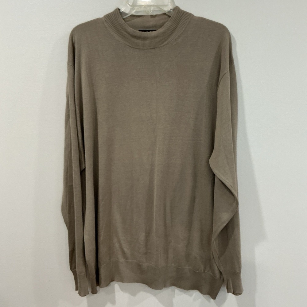 ENZONE Sweater Mens 2XL Beige 100% Cashmere Mock Neck Knit Quiet Luxury